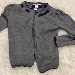 Janie & Jack Gray Cardigan with Purple Accents